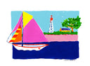 Bateau rose au large